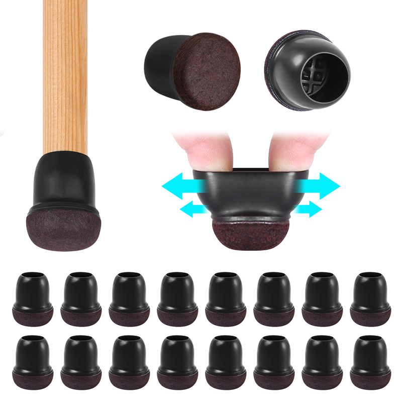 Sit Up Bar Floor - 16 Stück schwarze Silikon-Stuhlbein-Bodenschoner mit umwickeltem