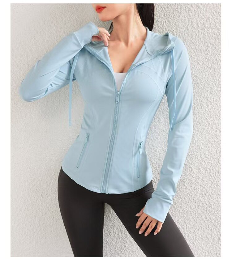 Yoga Fitness Jacket - Damen Langarm-Yoga-Jacke Schlankmachende Fitness-Kapuzenjacke Gym Lauf-Training
