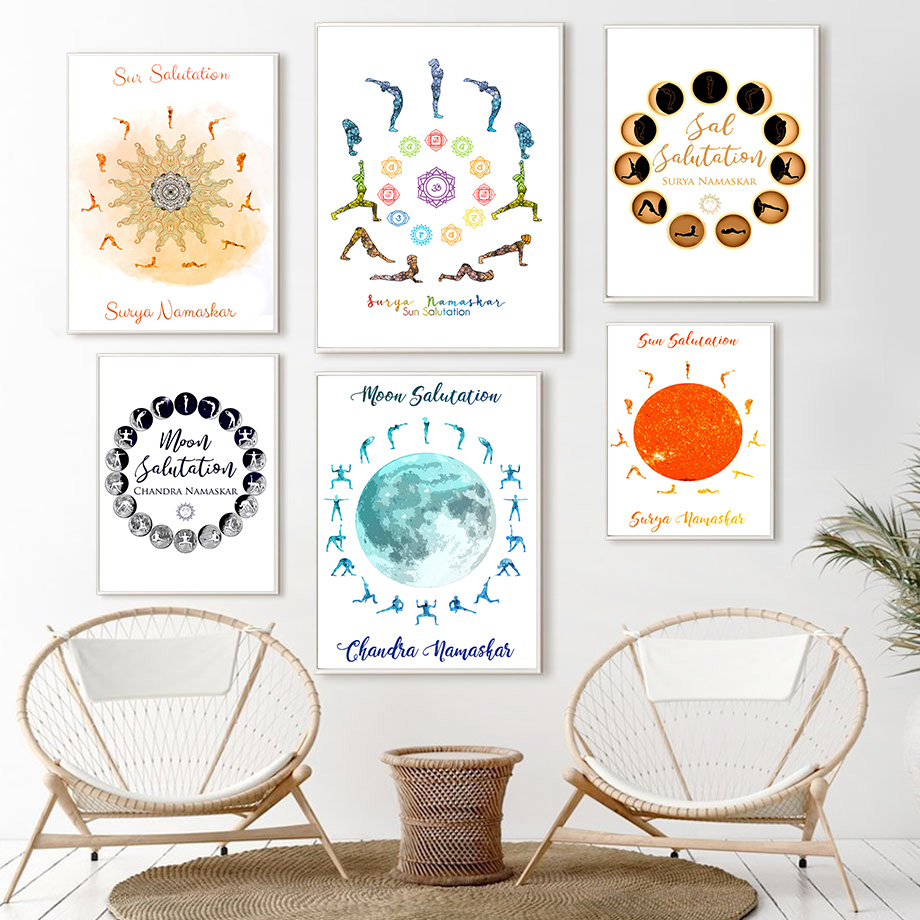 Yoga Fitness Room - Yoga Pose Sonne Mond Salutation Hause