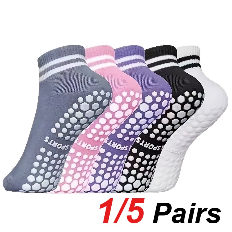 Yoga Fitness Usa - 1/5 Paar Damen-Silikon-Anti-Rutsch-Socken für Pilates, Yoga,