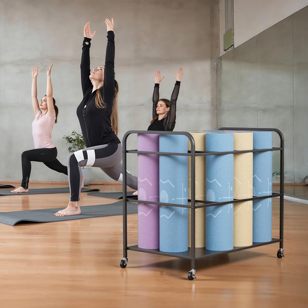 Yoga Fitness Room - Yoga-Matten-Aufbewahrungsregal mit Rollen, Heimfitness-Ausrüstungs-Aufbewahrungswagen, Übungs- und
