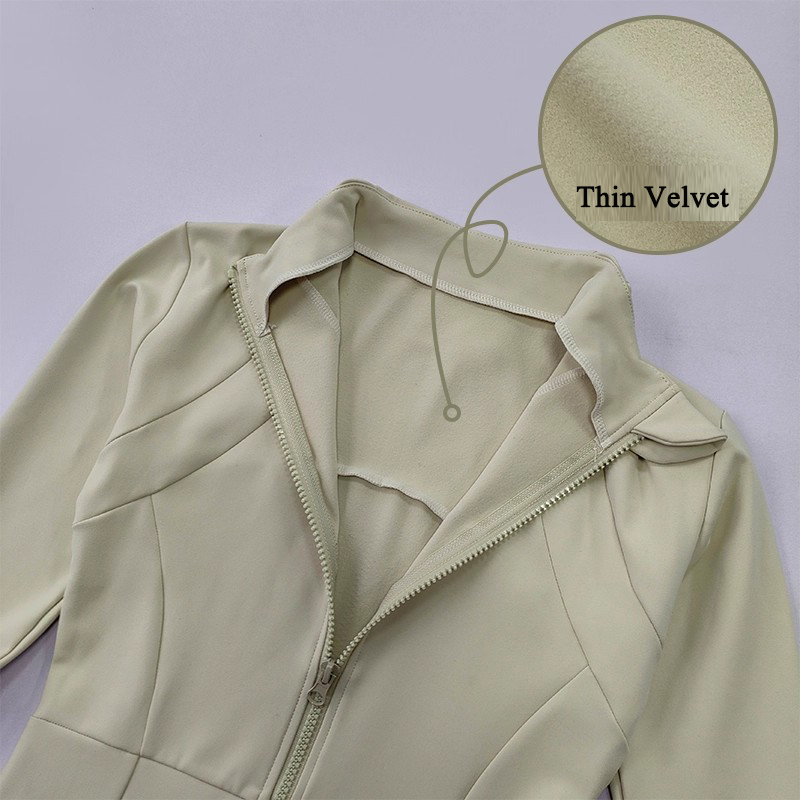 Yoga Fitness Jacket - Langärmlige Sport-Fleecejacke für Damen, schlankmachender warmer