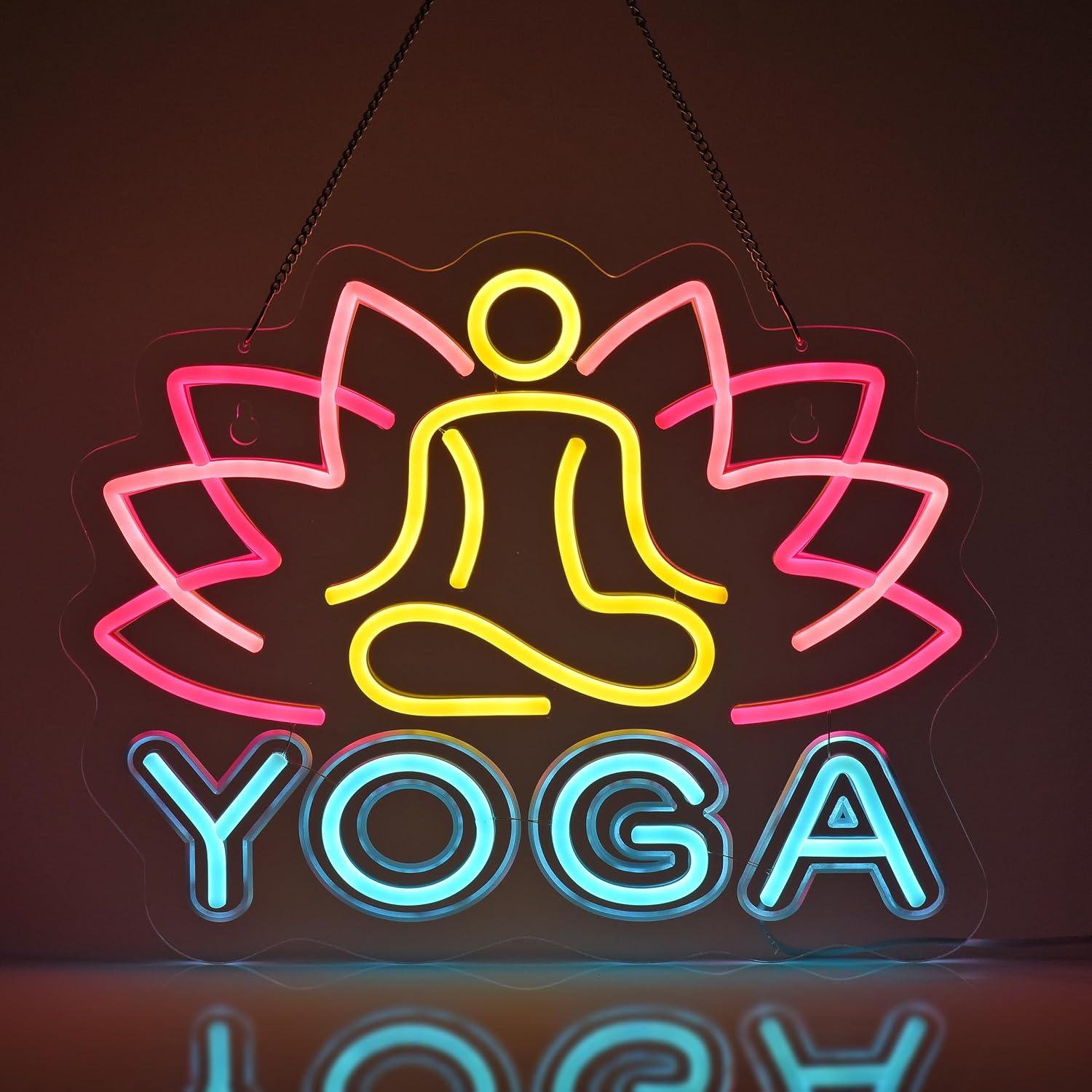 Yoga Fitness Room - Yoga-Neonschild Dimmbares LED-Neonlicht für Yoga-Studio, Meditationsraum,